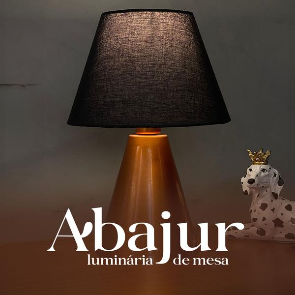 Imagem de  Abajur luminária de Mesa Cone Cobre Com Cúpula Para Sala, Cabeceira, Cama, Quarto Escritório ABA9370