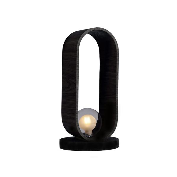 Imagem de Abajur Luminária de Mesa Madeira Oval 38cm Slim - Lâmpada G9