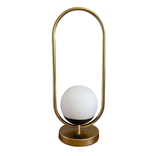 Imagem de Abajur Luminária De Mesa Tubo Oval Jabuticaba Dourado Com Vidro Globo