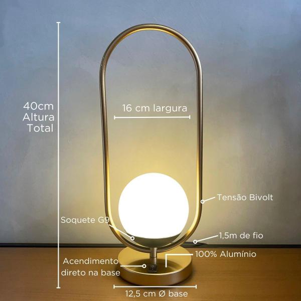 Imagem de Abajur luminaria Jabuticaba Oval Vidro Globo 10cm base Interruptor  liga e desliga