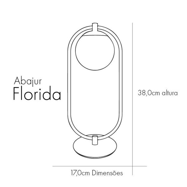 Imagem de Abajur Luminária Mesa Flórida Quarto Escritório Cúpula Globo