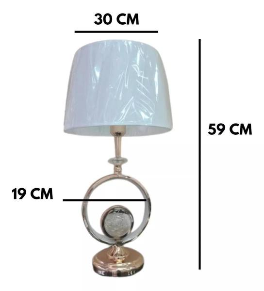 Imagem de Abajur Luminária Quarto Sala Rosé Gold Globo Cristal 59X30