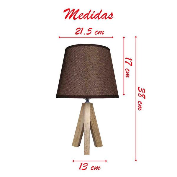 Imagem de Abajur Luminária Rustica Marrom De Mesa 38cm Bivolt 110/220v