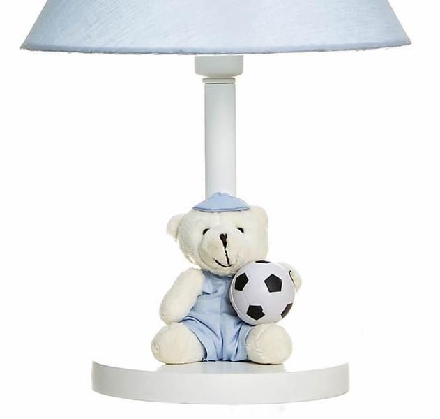 Imagem de Abajur Madeira Urso Com Bola Azul Quarto Bebê Infantil