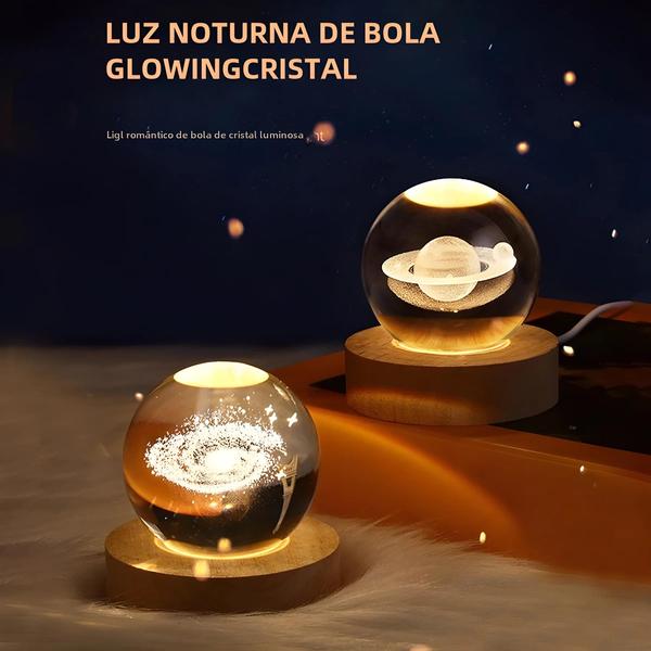 Imagem de Abajur Noturno Infantil LED - Projetor de Galáxia com Bola de Cristal