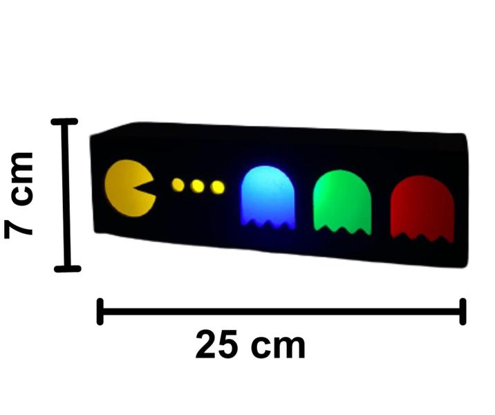 Abajur PACMAN e FATASMAS - Luminária de mesa LED Gamer Geek - VIZA GAMES 3D Imagem de Abajur PACMAN e FATASMAS - Luminária de mesa LED Gamer Geek