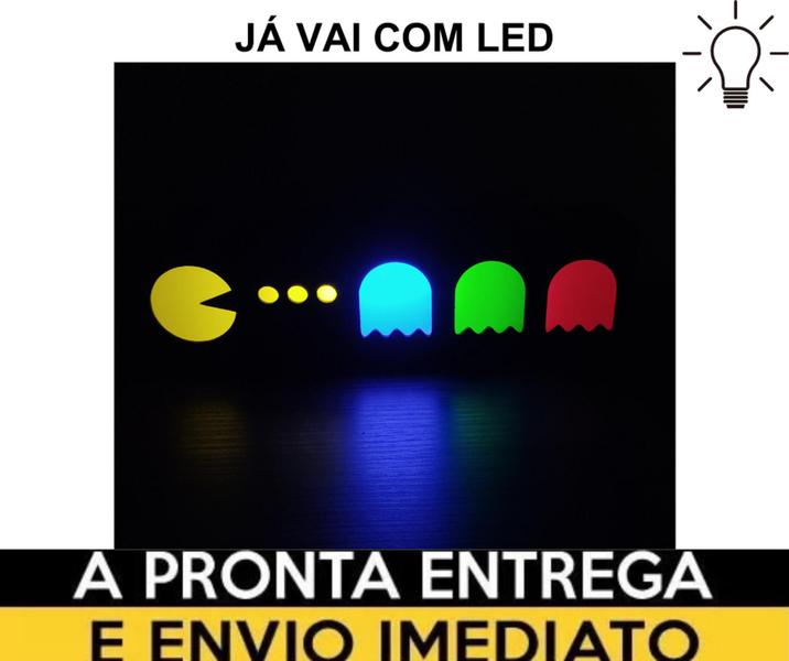 Abajur PACMAN e FATASMAS - Luminária de mesa LED Gamer Geek - VIZA GAMES 3D Imagem de Abajur PACMAN e FATASMAS - Luminária de mesa LED Gamer Geek