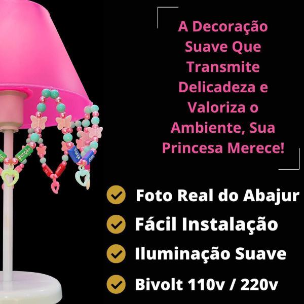 Imagem de Abajur Para Mesa De Cabeceira Decorar Quarto De Menina Rosa