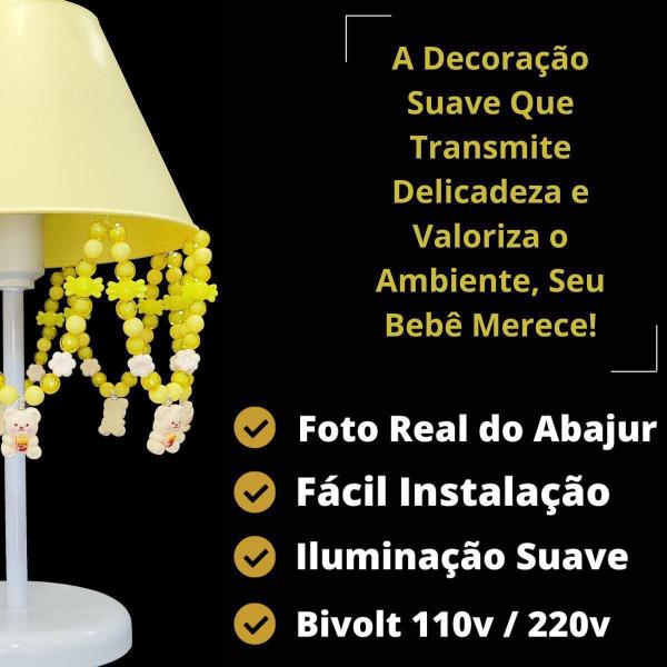 Imagem de Abajur Para Mesa Luminária Infantil Urso Amarelo Pingentes