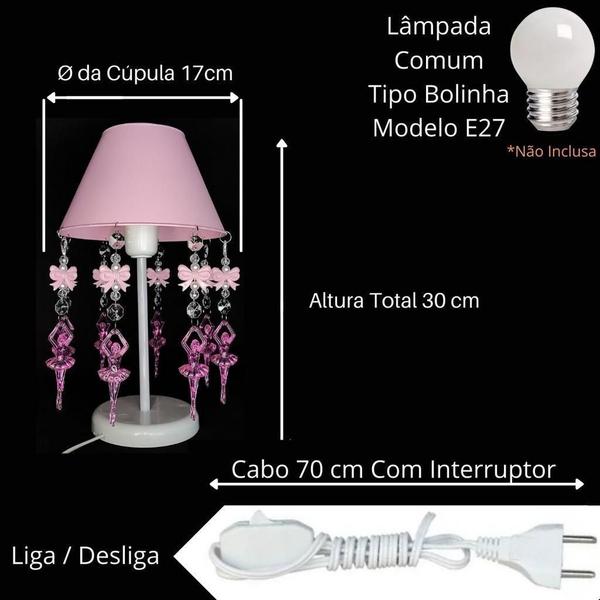 Imagem de Abajur Para Quarto Recém Nascido Decoração Bebê Laços Rosa