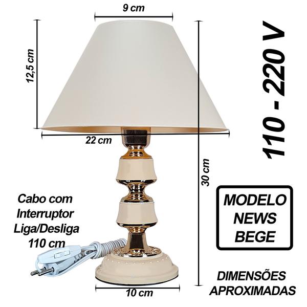 Abajur Quarto Sala News Luminária Decoração Cor Bege - Casa Mais Imagem de Abajur Quarto Sala News Luminária Decoração Cor Bege