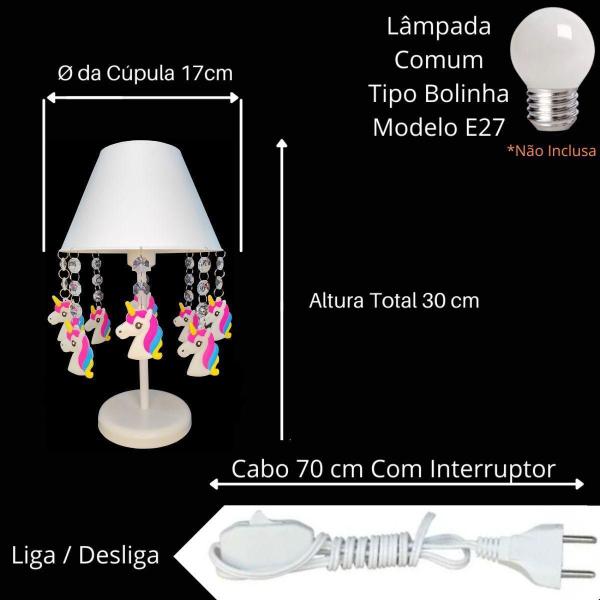 Imagem de Abajur Unicórnio Branco 30cm - Decoração Quarto Crianças