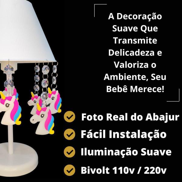 Imagem de Abajur Unicórnio Branco 30cm - Decoração Quarto Crianças