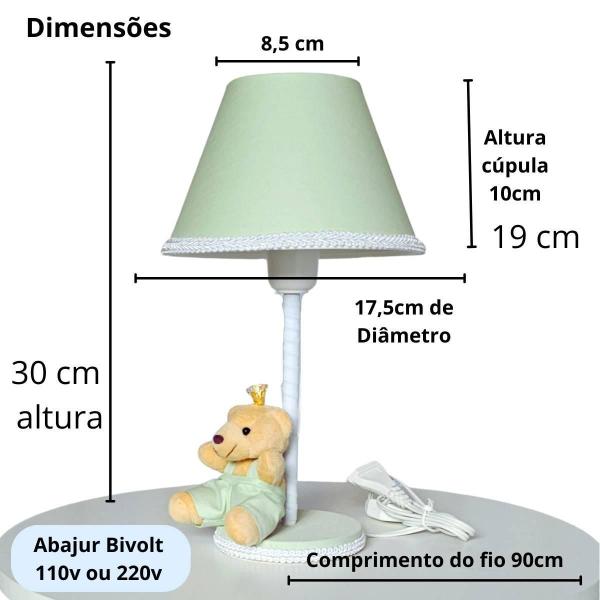 Imagem de Abajur Ursinho 100% Algodão - 28cm - Bivolt