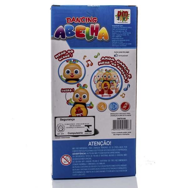 Abelha que Dança Anda Luz Mexe os Olhos Braços Som Bichinho - DM Toys Imagem de Abelha que Dança Anda Luz Mexe os Olhos Braços Som Bichinho