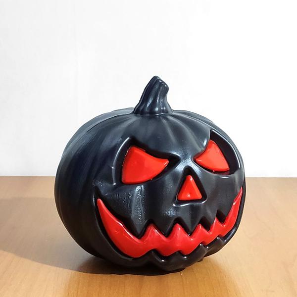 Imagem de Abóbora com Expressões 3D Grande Preta Decoração de Halloween e Dia das Bruxas