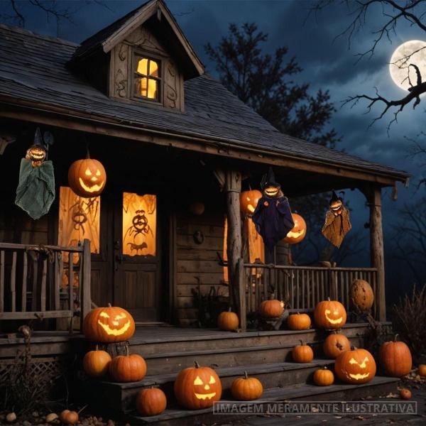 Imagem de Abobora Halloween Decoração dia das Bruxas pra Pendurar  Abóbora Pendurada Enfeite para Decoração de Festa de Halloween