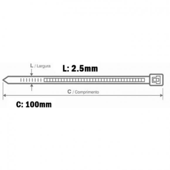 Abraçadeira 2,5 x 100 Mm 100 Unidades Preta - Importadora Imagem de Abraçadeira 2,5 x 100 Mm 100 Unidades Preta