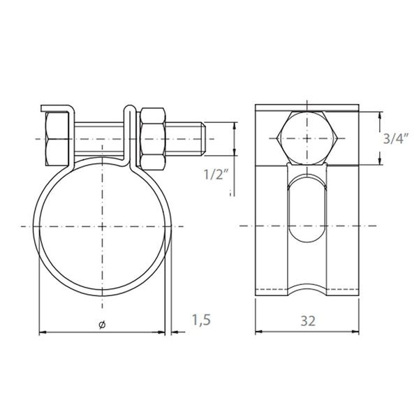 Imagem de Abraçadeira aço inox mangote 86 a 94mm - 32mm