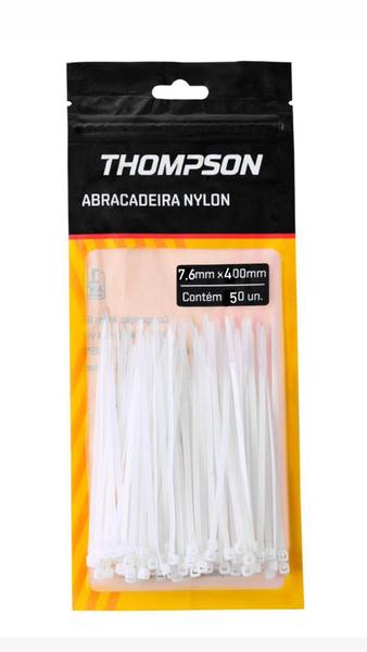 Abraçadeira branca 7,6x400mm c/ 50 thompson Imagem de Abraçadeira branca 7,6x400mm c/ 50 thompson