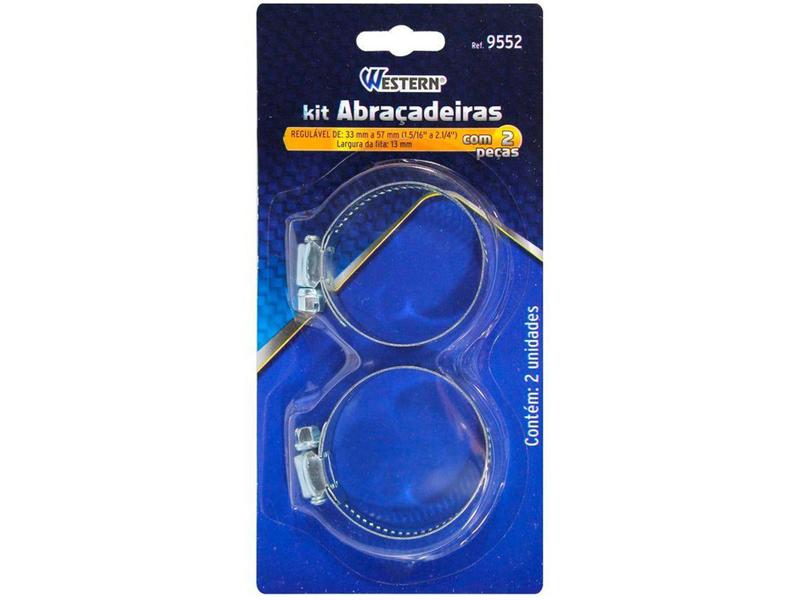 Abraçadeira de Aço Rosca Sem Fim - 33mm à 57mm Western 9552 2 Unidades Imagem de Abraçadeira de Aço Rosca Sem Fim - 33mm à 57mm Western 9552 2 Unidades