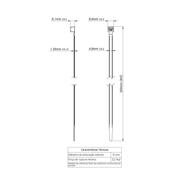 Imagem de Abraçadeira de Nylon 200x4,8x1,5 mm Tramontina Preta