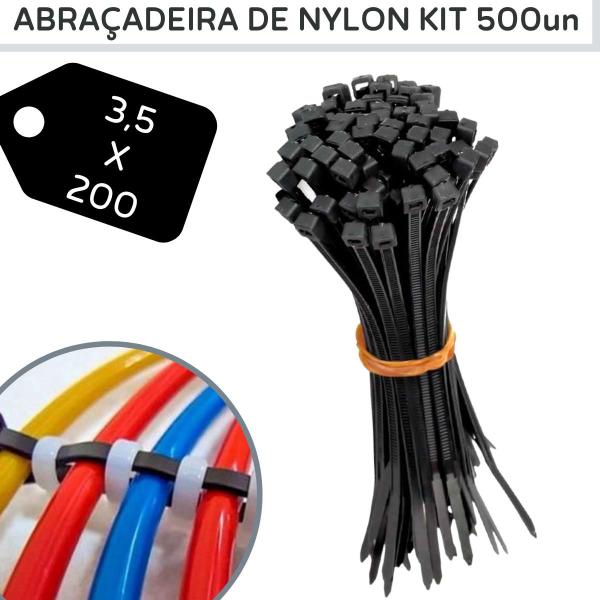 Imagem de Abraçadeira de Nylon 3,5 x 200 Kit 500Fita hellermann Enfoca Gato Presilha Fertak Tools Varios Tamanhos Branca ou Preta.