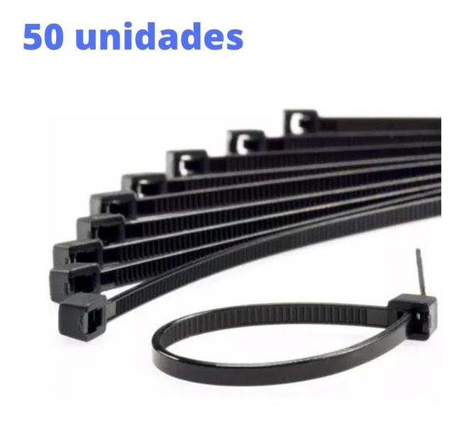 Imagem de Abraçadeira de Nylon 7,6x400mm Com 50 Peças Preta - Eda