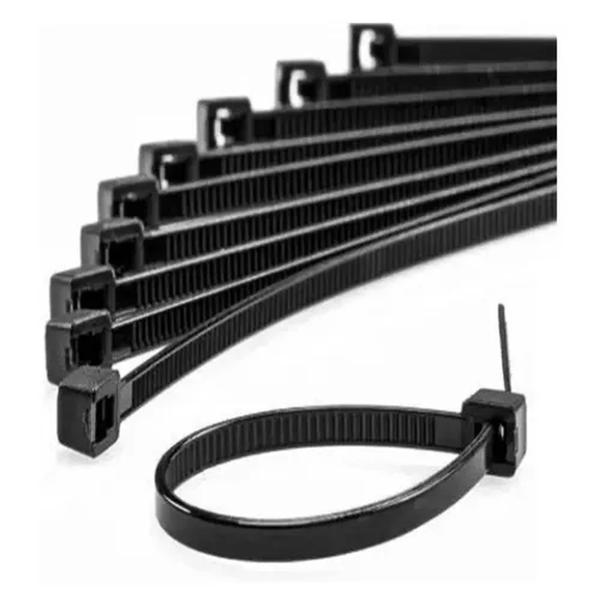 Abraçadeira de Nylon preta 3,6 x 200mm com 100 Unidades - THOMPSON Imagem de Abraçadeira de Nylon preta 3,6 x 200mm com 100 Unidades - THOMPSON