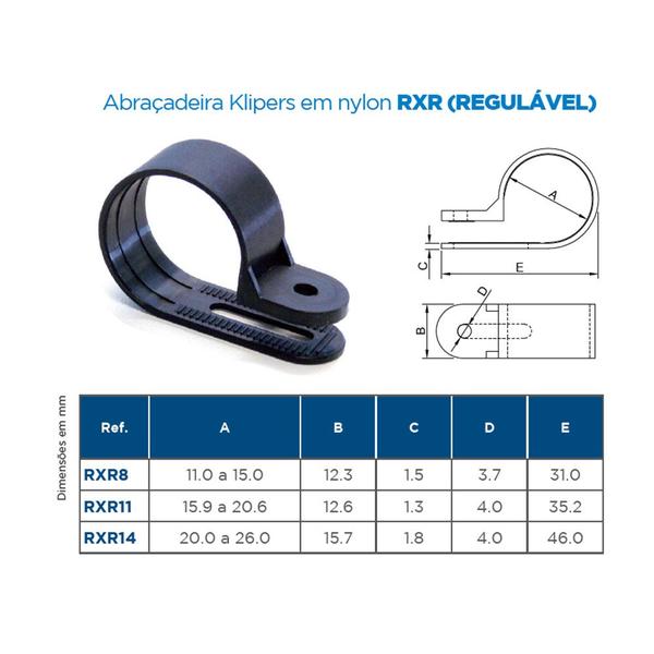 Imagem de Abraçadeira fixadora com regulagem 11 a 15mm pct 50 unid