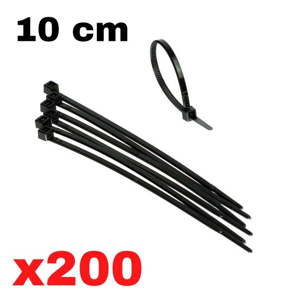 Imagem de Abraçadeira Nylon 10cm Kit 200un Cinta Plástica Fita Herman Amarrar Firmar Fios Cabos