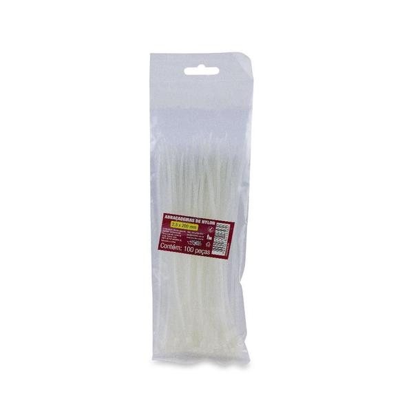 Abraçadeira Nylon 200X2,5 Branco 100 Unidades Forceline - Force Line Imagem de Abraçadeira Nylon 200X2,5 Branco 100 Unidades Forceline