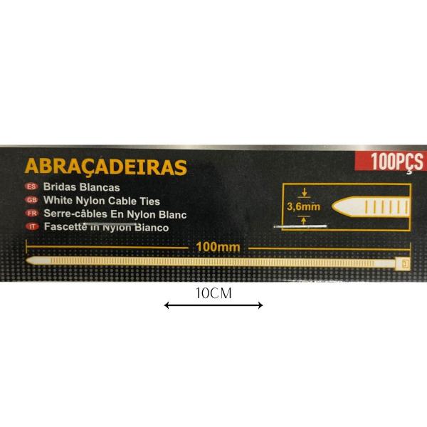 Imagem de Abraçadeira Nylon Enforca 3,6 X 100Mm Kit 100 Cinta Plástica