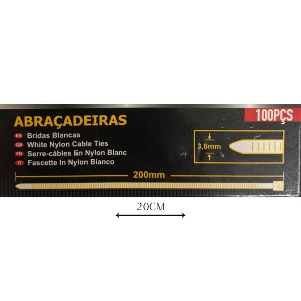 Imagem de Abraçadeira Nylon Enforca 3,6 X 200Mm Kit 100 Cinta Plástica