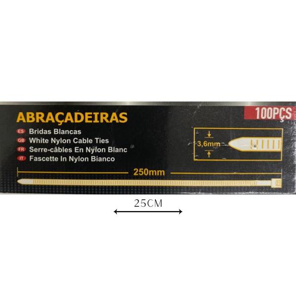 Imagem de Abraçadeira Nylon Enforca 3,6 X 250Mm Kit 100 Cinta Plástica