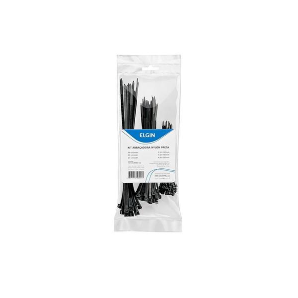 Abraçadeira Nylon Kit 3 Tamanho Preto 125 unidades - ELGIN Imagem de Abraçadeira Nylon Kit 3 Tamanho Preto 125 unidades