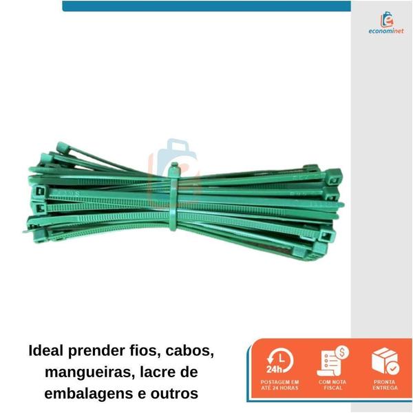 Imagem de Abraçadeira Nylon Starfer ul 100Mm X 2,5Mm 100 Peças Verde