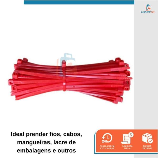 Abraçadeira Nylon Starfer Vermelha 150Mm X 3,6 100 Peças Imagem de Abraçadeira Nylon Starfer Vermelha 150Mm X 3,6 100 Peças