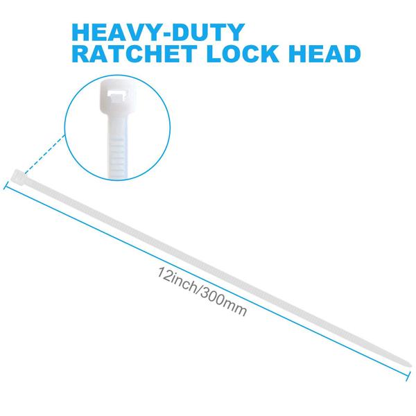 Imagem de Abraçadeiras de cabo HMROPE Heavy Duty de 12 polegadas brancas (pacote com 100)