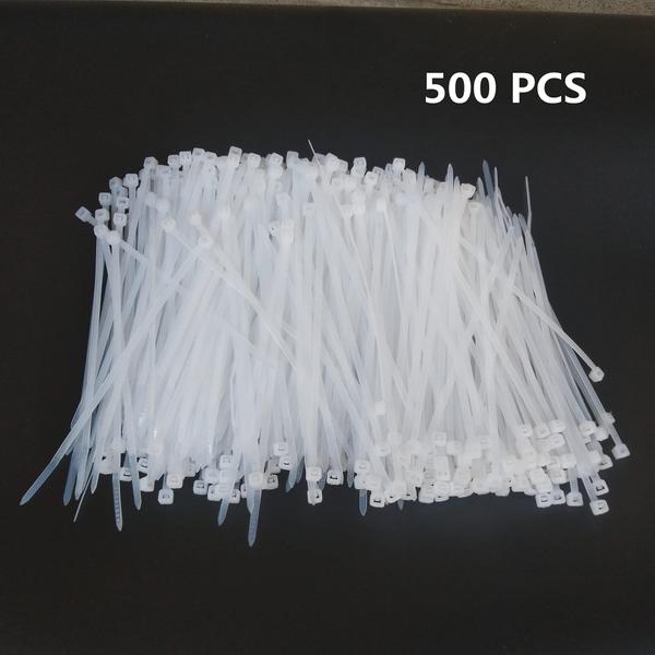 Imagem de Abraçadeiras de cabo Miwutz 500 peças de 10 cm, nylon pesado, branco