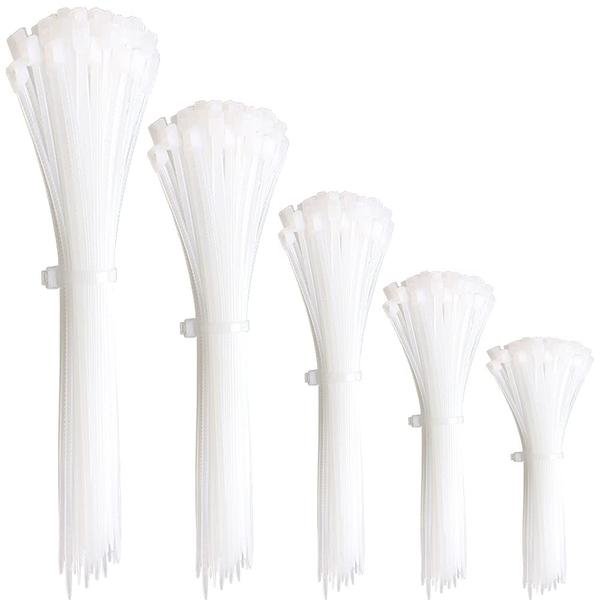 Imagem de Abraçadeiras de cabo Oksdown White Nylon 300 unidades, tamanhos variados de 10 a 30 cm