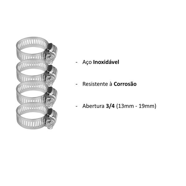 Imagem de Abraçadeiras De Metal Rosca S/fim 3/4 13 a 19mm Kit Com 10un