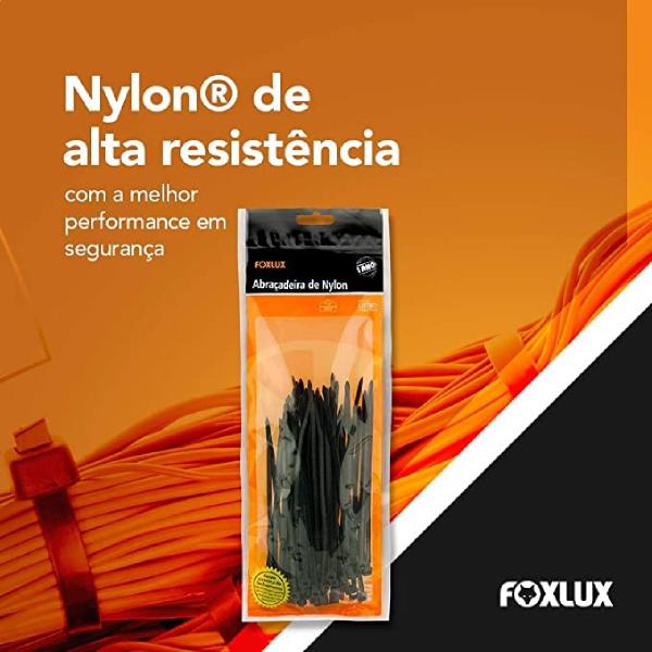 Imagem de Abraçadeiras de Nylon 200 x 2.5 mm 100 Unidades Preto Foxlux