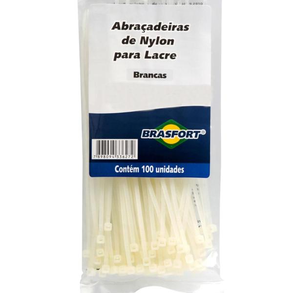 Imagem de Abraçadeiras de Nylon Branca 4.8x200mm 100 Unidades - 8635 - BRASFORT