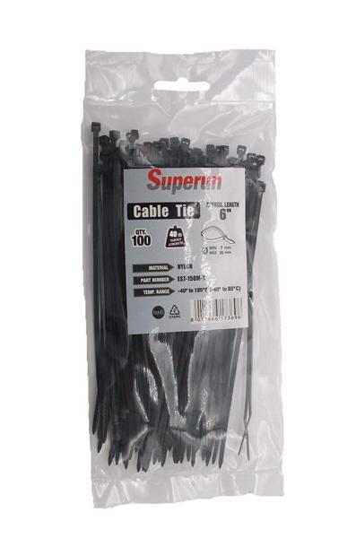 Imagem de Abraçadeiras Superun Black 15 cm 18 kg Resistência à tração 100 unidades