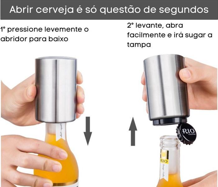 Imagem de Abridor Automático de Garrafas de Cerveja Magnético em Inox