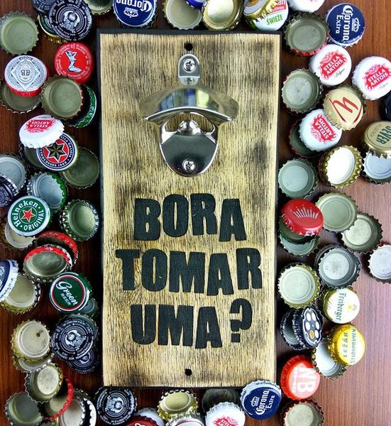 Imagem de Abridor de Garrafa de Parede Rústico - Bora Tomar Uma 25x12