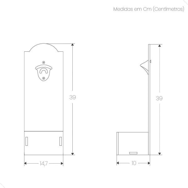 Imagem de Abridor De Garrafa Decorativo Parede Com Porta Tampinhas