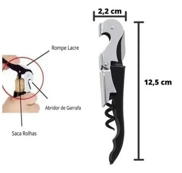 Imagem de Abridor de Garrafa e Saca-Rolhas Unyhome em Aço Inoxidável Dois Estágios Kit 2 Itens