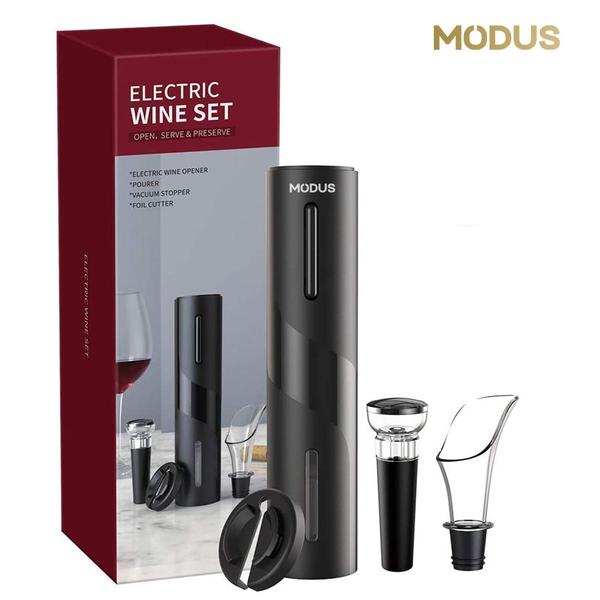 Abridor De Garrafa Elétrico Modus Para Vinho Com Cortador De Lacre Abridor De Garrafa Elétrico Modus Para Vinho Com Cortador De Lacre
